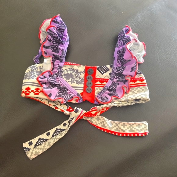 Maaji Girls Purple and Red Ruffled Bikini Top size 4/5 - Picture 2 of 5